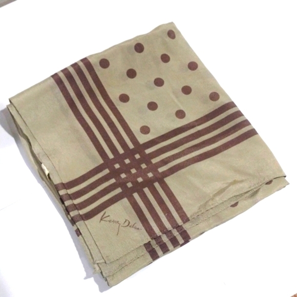 Vintage Brown Design 100% Silk light Scarf 34x34-inch, Excellent condition - Picture 1 of 11